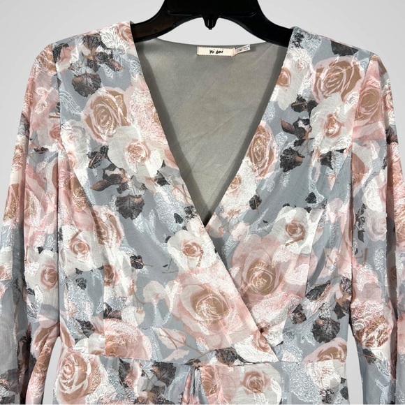 Fransesca’s Mi Ami Dress Size Medium Pink & Gray Floral Fit & Flare Coquette - Picture 4 of 8